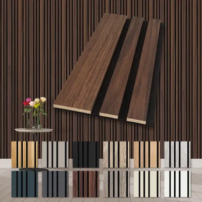 Produktbild von HEXIM Akustikpaneele Holz Musterstück Mila - flexible Wandpaneele Wanddeko Holzpaneele Wand Kombipaneel Wandverkleidung innen Schalldämmung Akustikfilz rot/braun Catania Oak