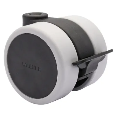 Produktbild von WAGNER Design Möbelrolle / Lenkrolle SOFT- Durchmesser Ø 60 mm mit Feststeller, schwarz / grau, Tragkraft 50 kg -  DE - 01011701