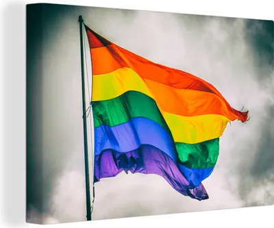 Produktbild von OneMillionCanvasses® - Leinwandbilder - 150x100 cm, Foto einer Regenbogenflagge, Wandbilder Kunstdruck Wanddekoration