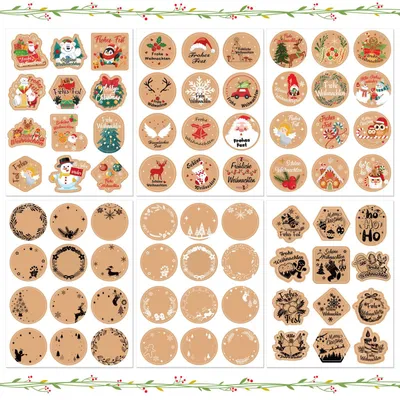 Weihnachtsaufkleber, 216 Stück, selbstklebend, für Geschenke