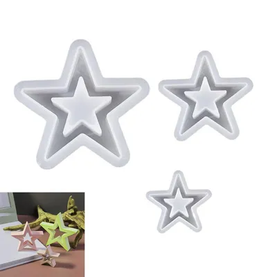 Produktbild von 3er-Set Silikon-Sternformen, DIY Gießformen für Kerzen, Seife, Harz oder Beton, Weihnachts-Silikonform, Stern-Gießform, langlebig und wiederverwendbar