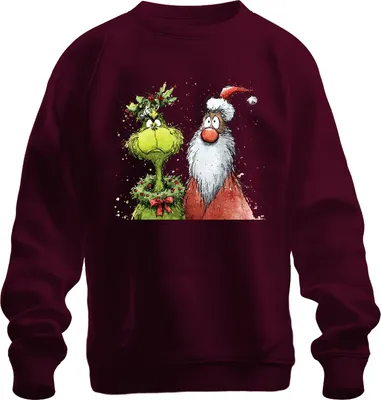 Produktbild von Grinch Weihnachtsmann Stechpalme Weihnachten lustig Vintage Uni Sweatshirt Pullover, Burgundy, M