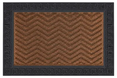 Image de Relaxdays, paillasson en polypropylène, motif ziguezague, résistant aux intempéries, antidérapant, idéal pour l'intérieur et l'extérieur, tapis de protection contre la saleté, couleur marron
