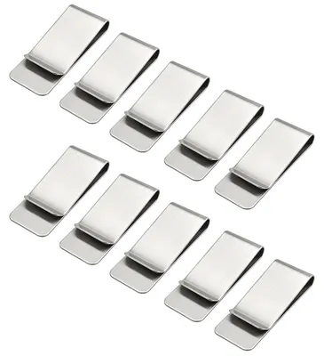 Immagine prodotto di Fermasoldi a clip - Porta carte di credito - Acciaio inossidabile - Argento - Set da 10