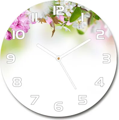 Produktbild von Wanduhr aus Glas 30fi Glasbild Glasuhr Gehärtetes Glas - weisse-zeiger - Spring flowers