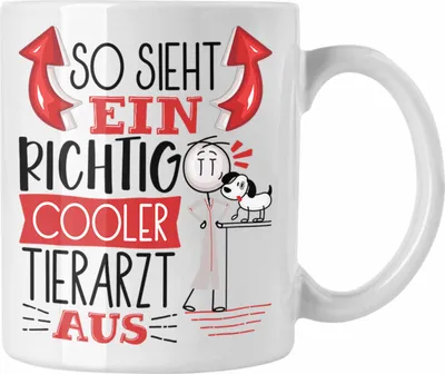 Produktbild von Trendation - Tierarzt Tasse Geschenk So Sieht Ein RIchtig Cooler Tierarzt Aus Geschenkidee Lustiger Spruch Geburtstag Becher Kaffeetasse (Weiß)
