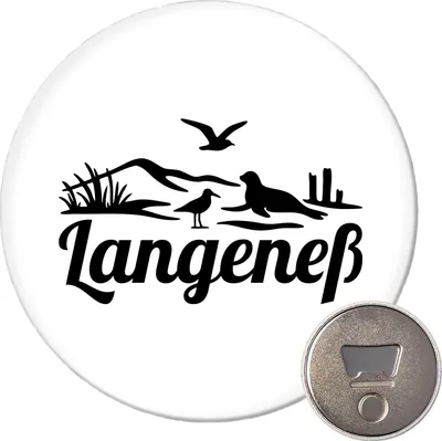 Produktbild von Huuraa Magnet Langeneß Strandmotiv 59mm Kühlschrankmagnet rund Flaschenöffner Geschenkidee