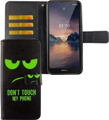 Produktbild von Nokia 1.3 Tasche Handy Hülle Schutz-Cover Flip-Case mit Kartenfach Don't touch my phone