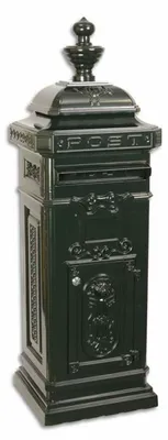 Image de Casa Padrino Boîte aux lettres sur pied Art Nouveau vert foncé - Boîte aux lettres anglaise de style antique - Nostalgie