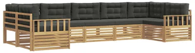 Produktbild von vidaXL Outdoor-Sofagarnitur mit Kissen 7 pcs Weiß und Anthrazit