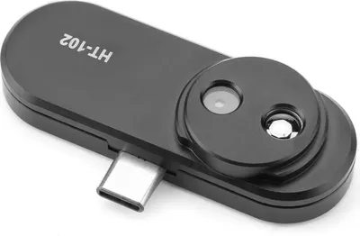 Productafbeelding van Mobiele telefoon met thermische infraroodcamera. Ondersteunt videobeelden voor Android. Type C aansluiting. Temperatuurdetectorsensor, zwart