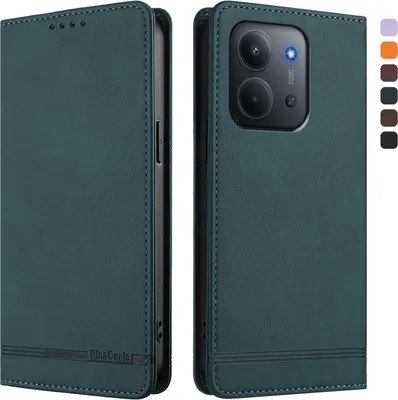 Produktbild von Hülle für Xiaomi Redmi 15C 5G/4G, Retro Kunstleder Ständer Klapphülle mit Kartenfächer und Magnetische Grün