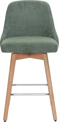 Produktbild von Miliboo - Skandinavische Barhocker 360° drehbar, in kaki-grünem Samt-Effekt Stoff und massiver Buche H65 cm (2er-Set) HASTA