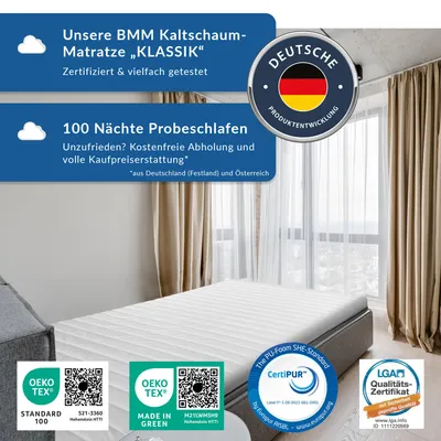 Produktbild von BMM Matratze Klassik Super XXL 100 x 200 cm H4