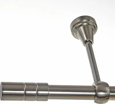 Produktbild von Gardinenstange Set Edelstahl Look Metall Ø 19mm zur Deckenbefestigung 1-lauf Zylinder, Länge wählbar D18E64
