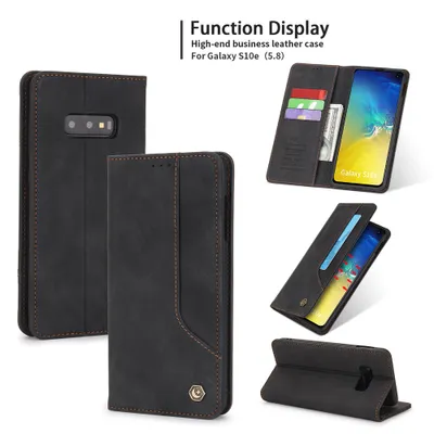 Obrázek produktu pro RetroPolyuretankožené pouzdro pro Samsung Galaxy S10e peněženkový design pouzdro s držákem na karty a stojánkem černé