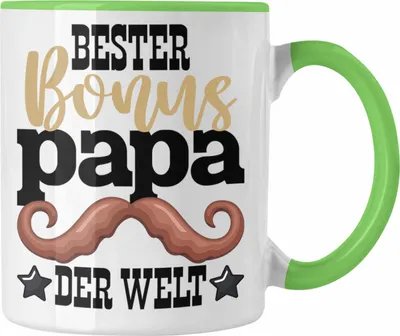 Produktbild von Trendation - Bester Bonus Papa Der Welt Tasse Stiefvater Geschenk Stiefvater Vatertag Lustiger Spruch (Grün)