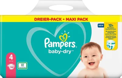 Zdjęcie produktu dla Pampers Baby-Dry 81715600, Chłopak, dziewczyna, Pielucha zapinana, 9 kg, 14 kg, Biały, Rzep
