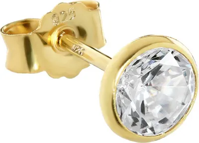 Produktbild von Einzel 5,3mm Ohrstecker 925 Sterling Silber Gelbgold Vergoldet Zirkonia Ohrringe