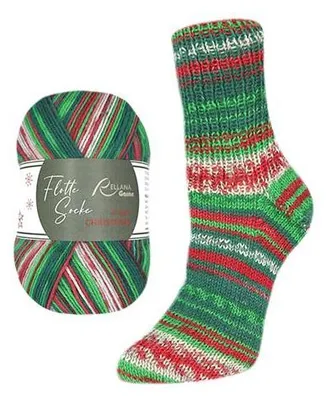 Produktbild von Christmas Sockenwolle von Rellana, Edition 2025,100 g/420m,mit und ohne Glitzer wählbar,Fb. 2601 ohne Glitzer)