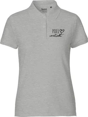 Produktbild von Huuraa Damen Polo Shirt Poel verliebt XS Sport Grey Bio Baumwolle Fairtrade Poloshirt Geschenkidee