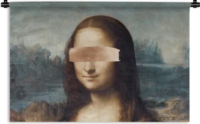 Produktbild von MuchoWow® Wandteppich Wandbehang Mona Lisa - Leonardo da Vinci - Roségold 60x40 cm Tapisserie Dekoration Wandtuch - Wanddekorationen