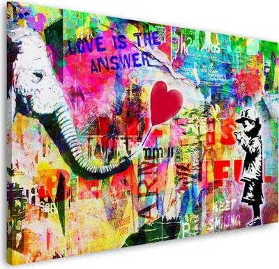 Produktbild von Wandbild Leinwandbild Kunstdruck XXL Wanddeko Street Art Love: 150x100x4cm