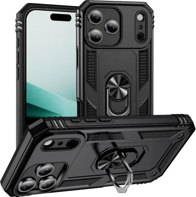 Produktbild von Mobigear Armor Ring iPhone Air Hülle Hardcase Backcover Stoßfest mit Ringhalter - Schwarz