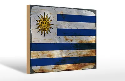Produktbild von Holzschild Flagge Uruguay 30x20cm Flag of Uruguay Rost