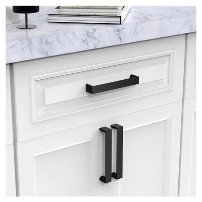 Produktbild von 10 Möbelgriffe, Schwarz, 128mm Lochabstand, Schrank- und Küchengriffe