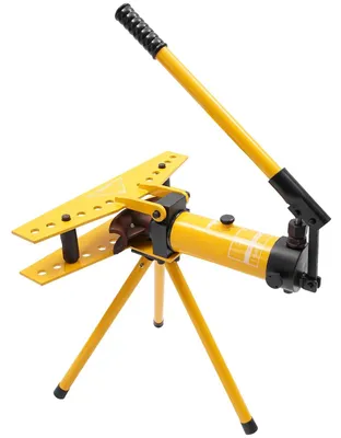 Produktbild von Rohrbieger - Hydraulische manuelle Rohrbiegemaschine Tischgerät - 10 t - Hub 160 mm - Ø 13–34 mm - 6 Matrizen - 90° - Gelb