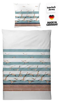 Produktbild von Interlock Jersey Bettwäsche 135x200 Blumen Muster bunt Bettwäsche geblümt Bettbezug 135 x 200
