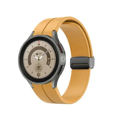 Obrázek produktu pro SYSTEM-S 20 mm silikonový řemínek pro chytré hodinky Samsung Galaxy Watch 5 4 ve žluté barvě