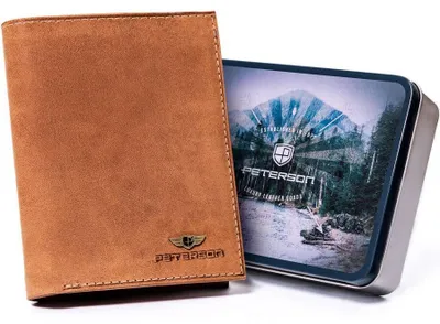 Obrázek produktu pro Peterson Pánská peněženka z přírodní kůže RFID světle hnědá 12,5x10 cm