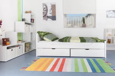 Produktbild von Weißes Buche Schubladenbett 90 x 200 cm Weiß