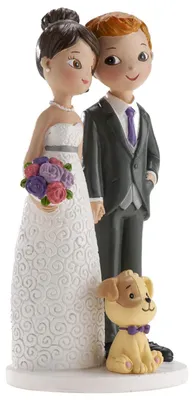 Produktbild von Figur Hochzeitstorte Bräutigam und Hund, 16 cm, mehrfarbig, Tortendekoration