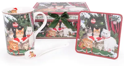 Theeservies mit 5 Katzen, Keramik, 400 ml Teekanne, 250 ml Tasse