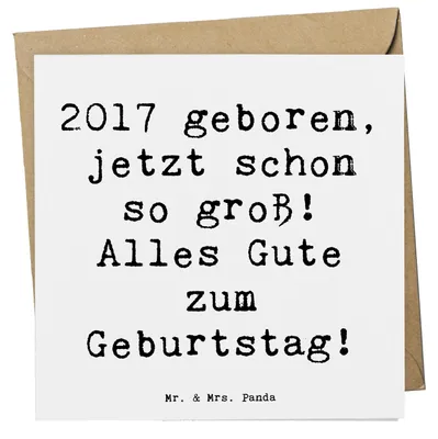 Produktbild von Mr. & Mrs. Panda Grußkarte Spruch 2017 Geburtstag - Weiß - Geschenk, Handgefertigt, Happy Birthday, Alter, Geburtstagswünsche, Geburtstagsgeschenk, Glückwunsch, faltkarte