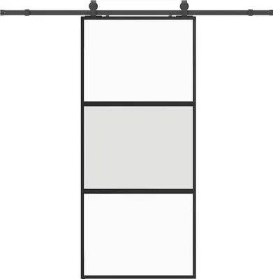 Image de Porte coulissante avec kit de quincaillerie noir 90x205 cm