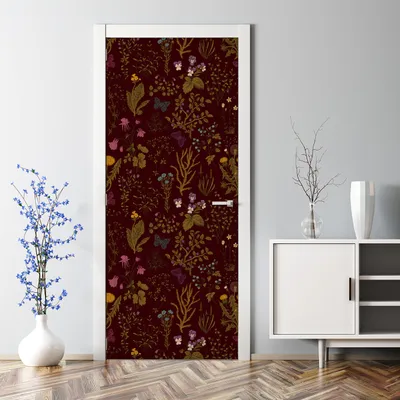 Produktbild von Dekorative Türtapete selbstklebend Klebefolie Tapete Türposter Tür Deko Blumen Farbenfroh 70 x 200 cm