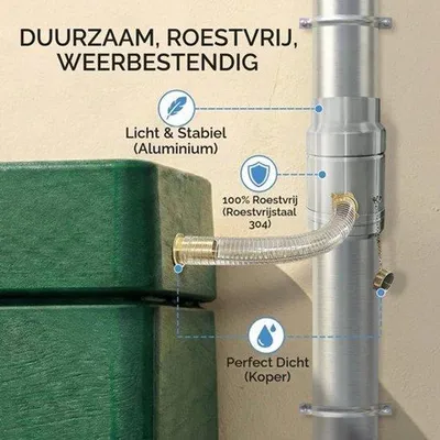 Produktbild von Regenwassersammler für Dachrinnen, 100 mm, mit 45 cm Schlauch und Anschluss