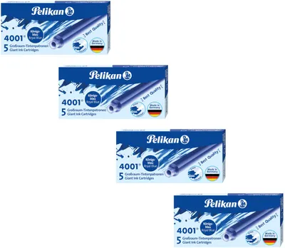 Produktbild von Pelikan Großraum-Tintenpatrone 4001 Tinte Königsblau (Königsblau, 4 Packungen)