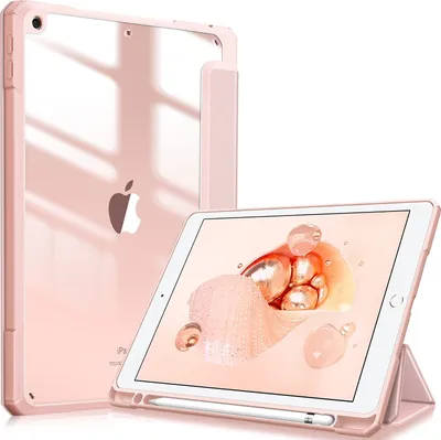 Produktbild von Fintie Hybrid Hülle für 10.2 Zoll iPad 9. Generation 2021/8. Gen 2020/7. Gen 2019 mit Stifthalter - Stoßfeste Schutzhülle mit transparenter Hartschale auf der Rückseite, Roségold
