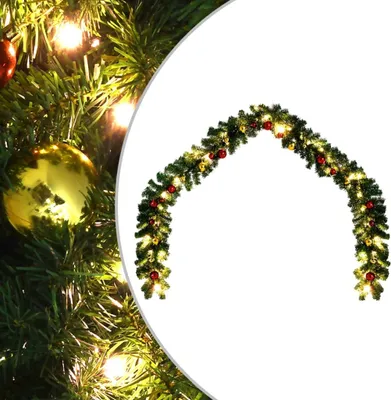 Produktbild von Weihnachtsgirlande Geschmückt mit Kugeln und LED-Lichtern 10 m