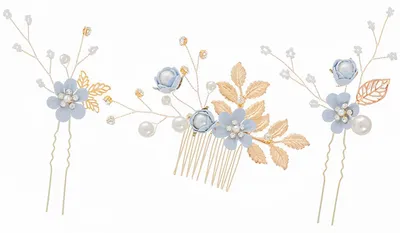 Immagine prodotto di Set di 3 accessori per capelli da sposa con perle e decorazioni floreali