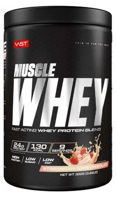 Produktbild von VAST Muscle Whey (300g) Strawberry White Chocolate - Eiweiße - Molkenprotein-Mischung