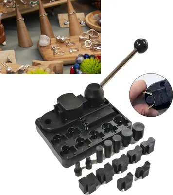 Imagen del producto de Herramienta profesional para joyería: Fabricante de aros - Herramienta para crear joyas - Soporte de madera - Para anillos/pendientes - Material duradero