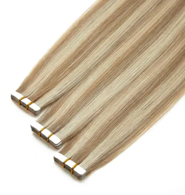Produktbild von hair2heart Premium Tape Extensions Echthaar glatt - 10 Tapes 2.5g 40cm P-9/31 10/0 blond gesträhnt