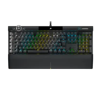 Produktbild von Corsair K100 RGB, Kabelgebunden, USB, Optomechanischer Schlüsselschalter, AZERTY, RGB-LED, Schwarz