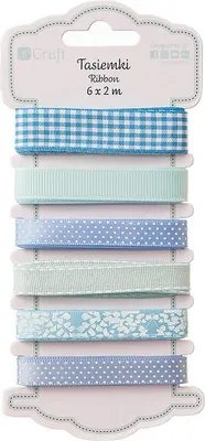 Imagen del producto de Tasiemki - DP Craft - Aqua 6x2m - diseño con motivos de flores, guisantes y hojas